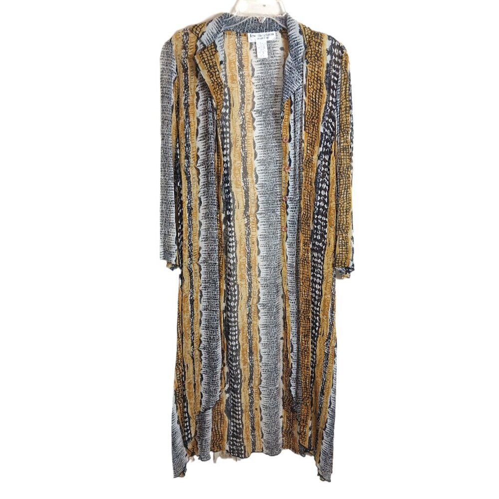 Vintage Lew Magram Duster Cardigan Womens 10 Boho Chic Long Lightweight Top